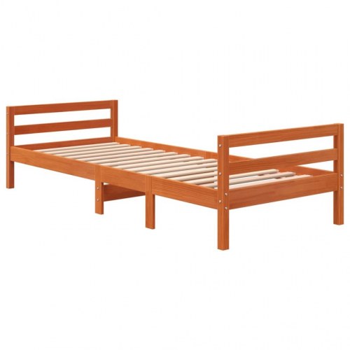 Sengeramme uden madras 90 x 200 cm massivt fyrretræ - gyldenbrun