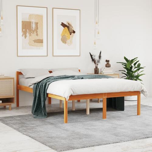 Seniorseng 140x200 cm massivt fyrretræ gyldenbrun
