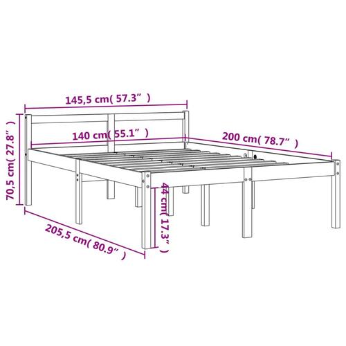 Seniorseng 140x200 cm massivt fyrretræ gyldenbrun
