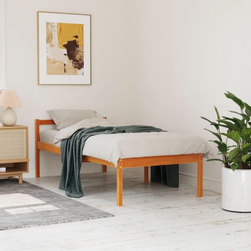 Seniorseng 75×190 cm - massivt fyrretræ, gyldenbrun