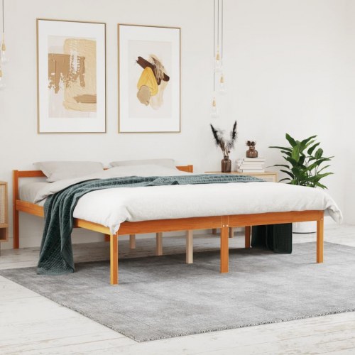 Seniorseng 150 x 200 cm i massivt fyrretræ - gyldenbrun