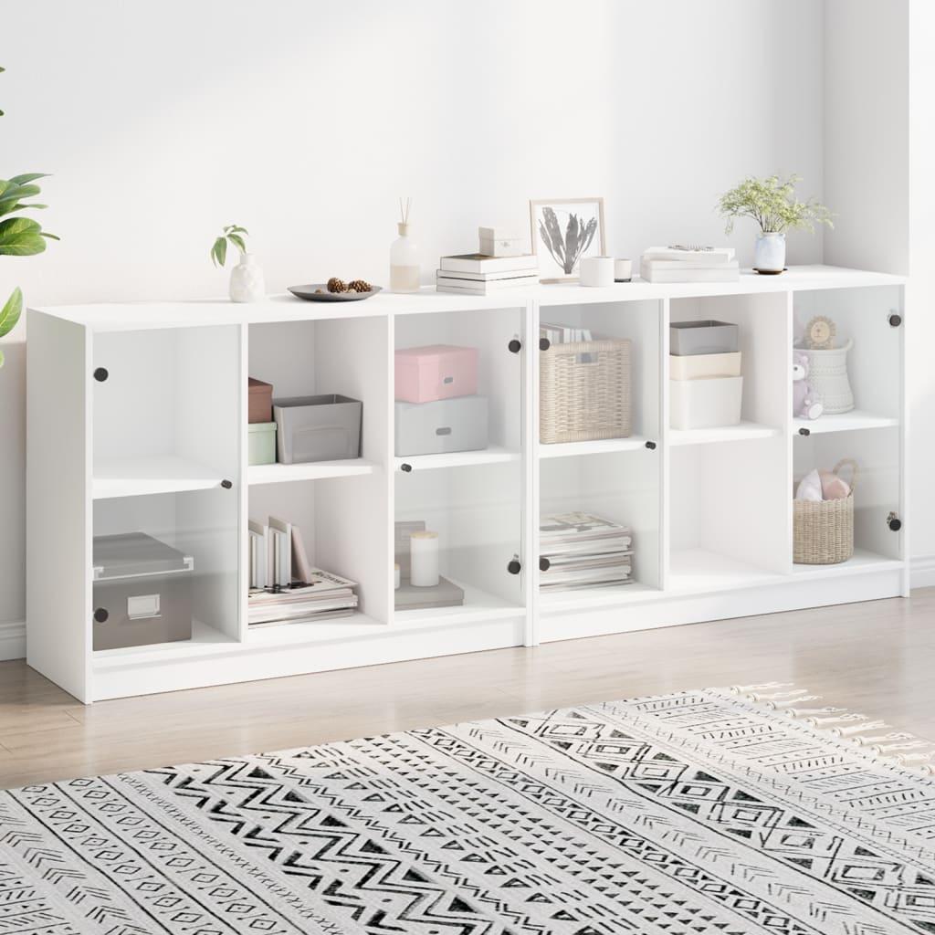 Bogreol Med Låger 204X37X75 Cm Konstrueret Træ - 204 cm / Hvid
