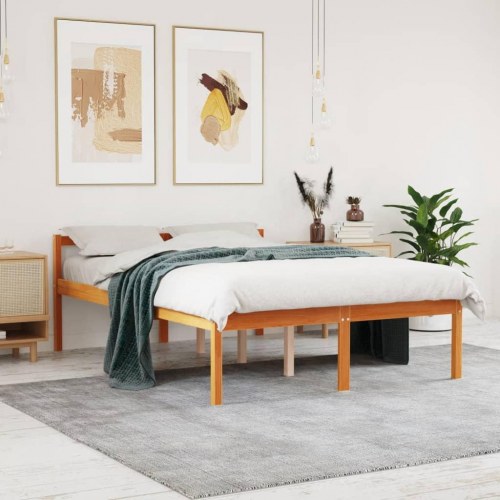 Seniorseng 120x200 cm i massivt fyrretræ - gyldenbrun
