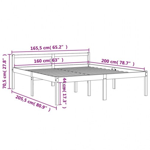 Seniorseng 160x200 cm i massivt fyrretræ - gyldenbrun