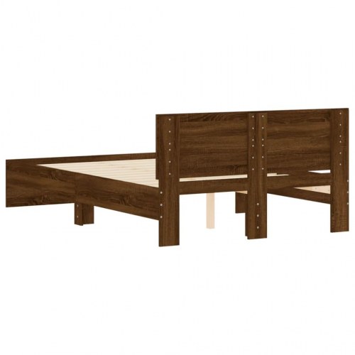 Sengeramme med sengegavl 120×200 cm - brun egetræsfarve