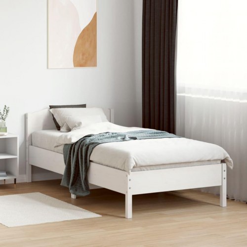 Sengeramme uden madras 90x190 cm massivt fyrretræ hvid