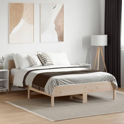 Sengeramme i massivt fyrretræ 140x190 cm - med sengegavl