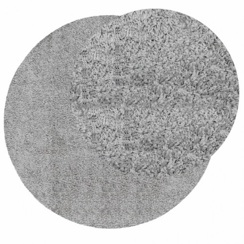 Shaggy gulvtæppe PAMPLONA Ø 200 cm høj luv grå