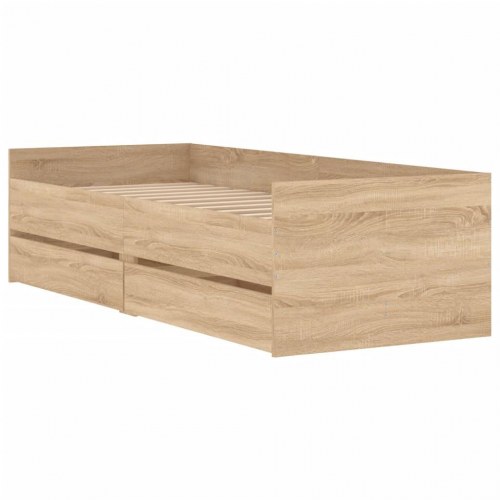 Sengeramme med skuffer 75x190 cm - Small Single, sonoma-eg