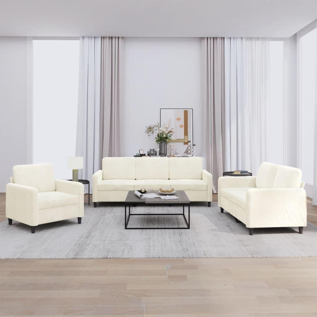 3 personers sofa velour cremefarvet