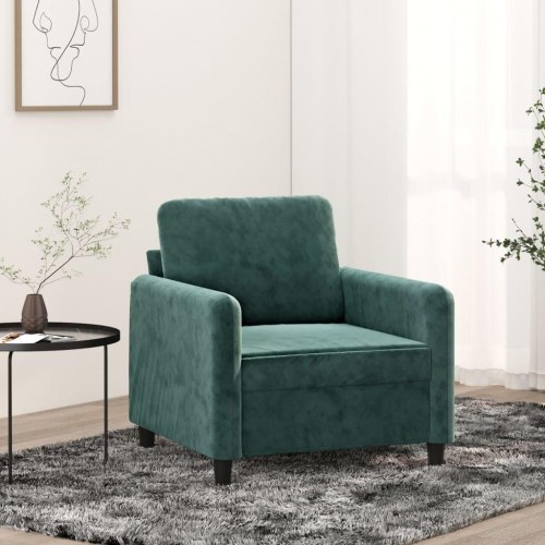 Lænestol i velour - 60 cm sæde, mørkegrøn