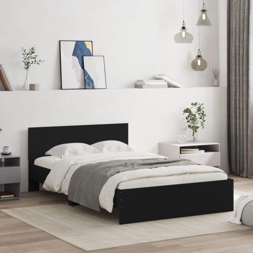 Sengeramme med sengegavl 120 x 200 cm - sort