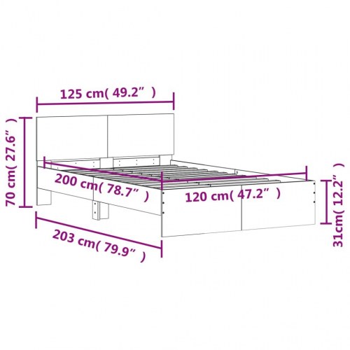Sengeramme med sengegavl 120 x 200 cm - sort