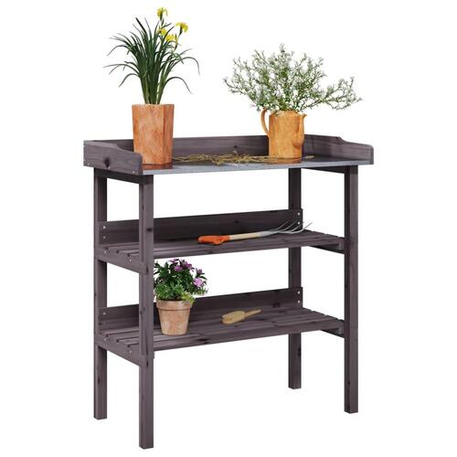 Plantebord med hylder 78x38x82,5 cm massivt grantræ