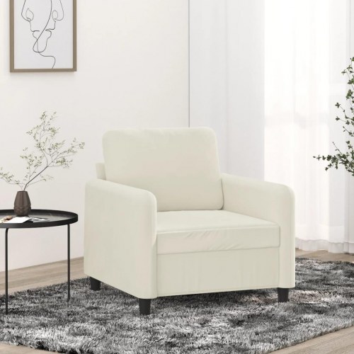 Lænestol i velour - 60 cm sædebredde, cremefarvet