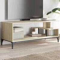 Tv-bord 102x40x41 cm konstrueret træ og stål sonoma-eg