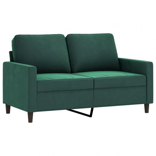 Sofasæt i velour - 3 dele med puder, mørkegrøn