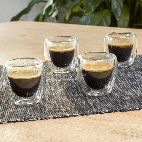 dobbeltvæggede espressokopper 4 stk. 80 ml transparent