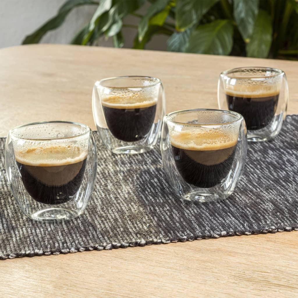 dobbeltvæggede espressokopper 4 stk. 80 ml transparent