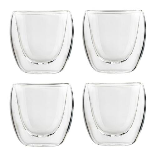 dobbeltvæggede espressokopper 4 stk. 80 ml transparent