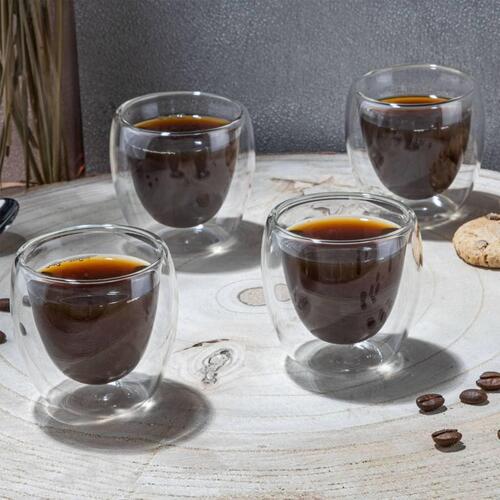 dobbeltvæggede espressokopper 4 stk. 80 ml transparent