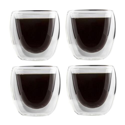 dobbeltvæggede espressokopper 4 stk. 80 ml transparent