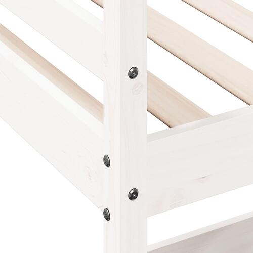 Højseng med skrivebord 90x190 cm massivt fyrretræ hvid