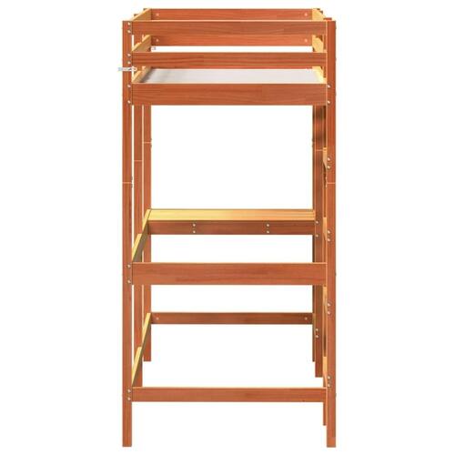 Højseng med skrivebord 75x190 cm massivt fyrretræ gyldenbrun