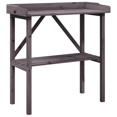 Plantebord med hylde 78x38x82,5 cm massivt grantræ grå