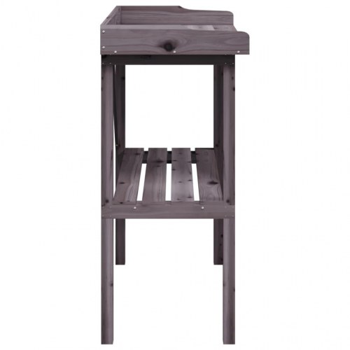 Plantebord med hylde 78x38x82,5 cm massivt grantræ grå