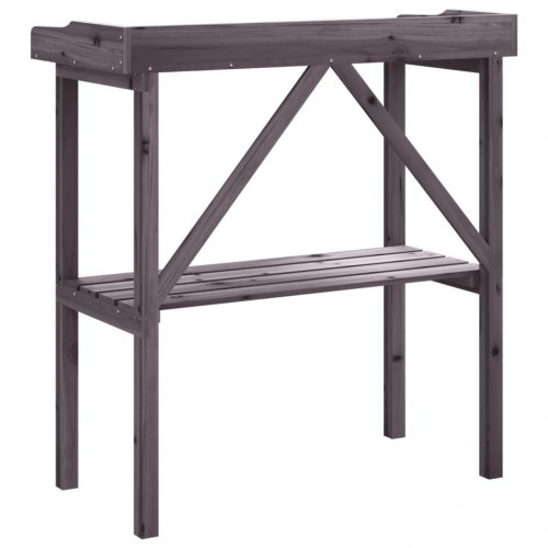Plantebord med hylde 78x38x82,5 cm massivt grantræ grå