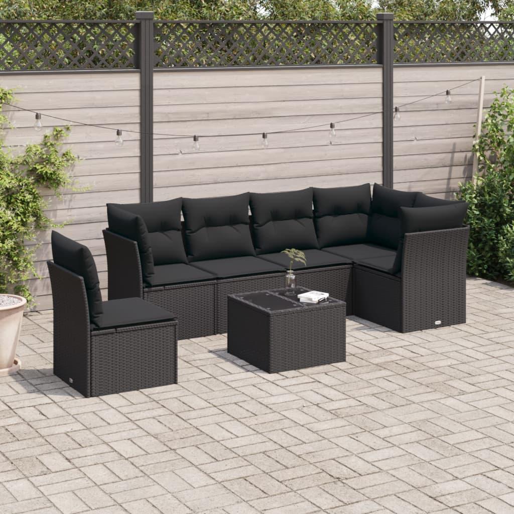 Sofasæt Til Haven 6 Dele Med Hynder Polyrattan - Brun og cremefarvet / Uden bord
