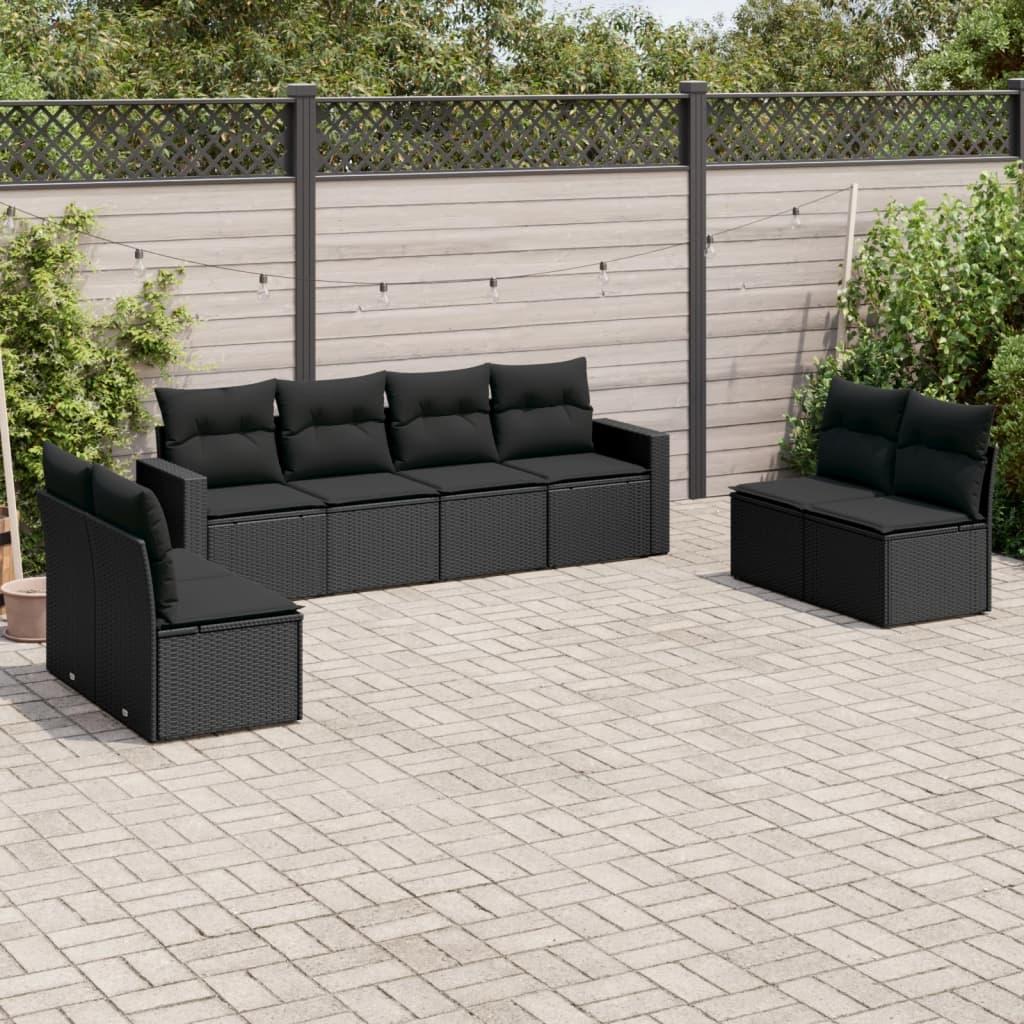 Sofasæt Til Haven 9 Dele Med Hynder Polyrattan Beige - Sort / Uden bord
