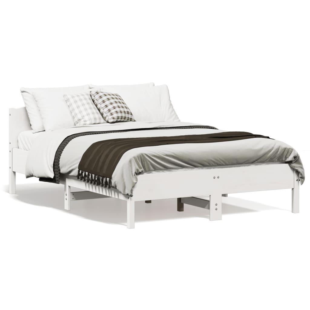 Sengeramme Uden Madras Massivt Fyrretræ - Hvid / 140 x 190 cm