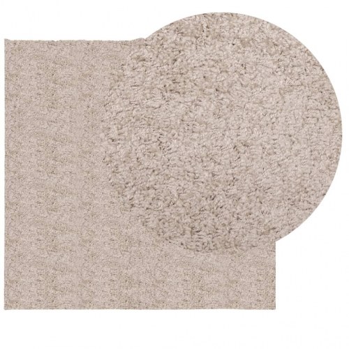Shaggy gulvtæppe PAMPLONA 160x160 cm høj luv beige