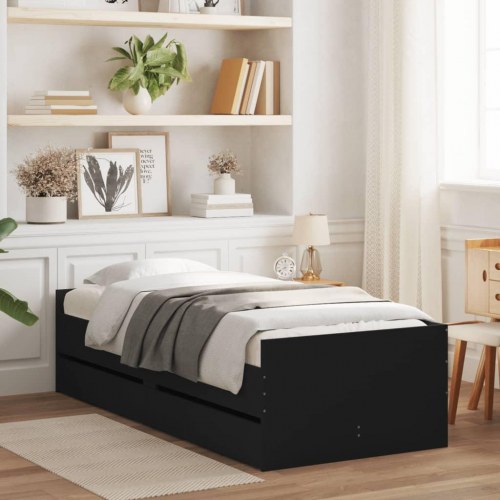 Sengeramme med 2 skuffer 75x190 cm - sort