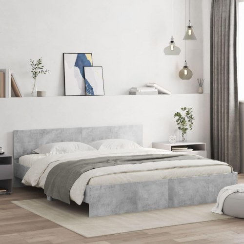 Sengeramme med sengegavl 180 x 200 cm - betongrå