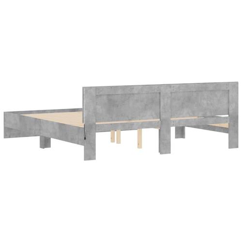Sengeramme med sengegavl og LED-lys 200x200 cm betongrå