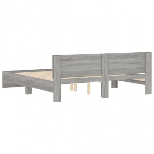 Sengeramme med sengegavl 180 x 200 cm - grå sonoma-eg