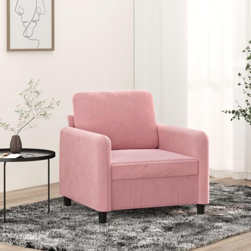Lænestol i velour - 60 cm sædebredde, lyserød