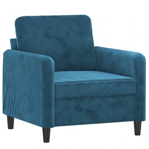 Lænestol i velour - 60 cm sædebredde, blå