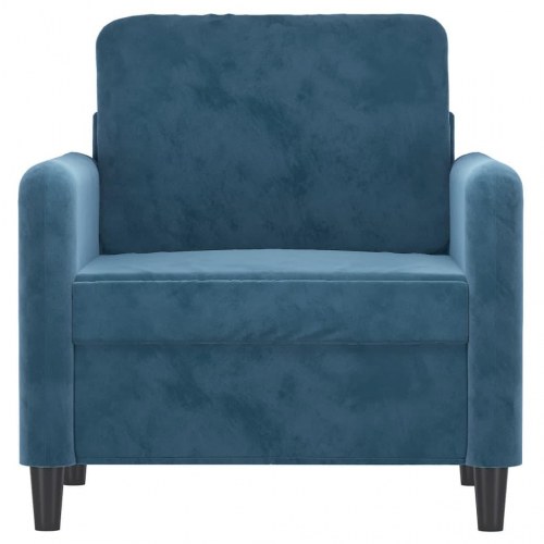 Lænestol i velour - 60 cm sædebredde, blå