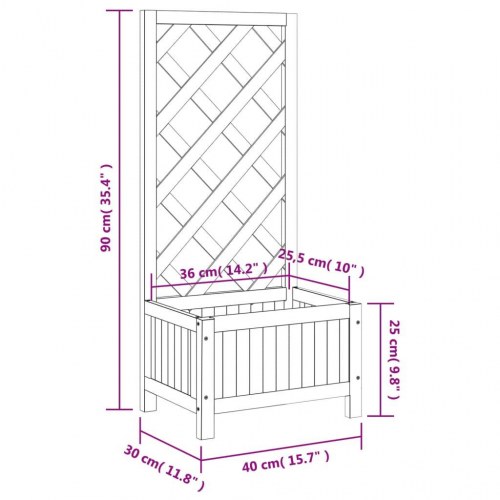 Plantekasse med espalier - grå 40 x 30 x 90 cm