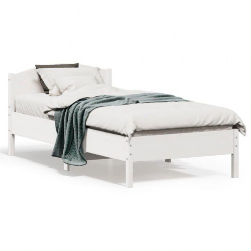Sengeramme 75 x 190 cm i massivt fyrretræ - hvid