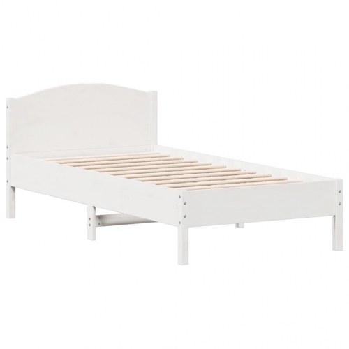Sengeramme 75 x 190 cm i massivt fyrretræ - hvid