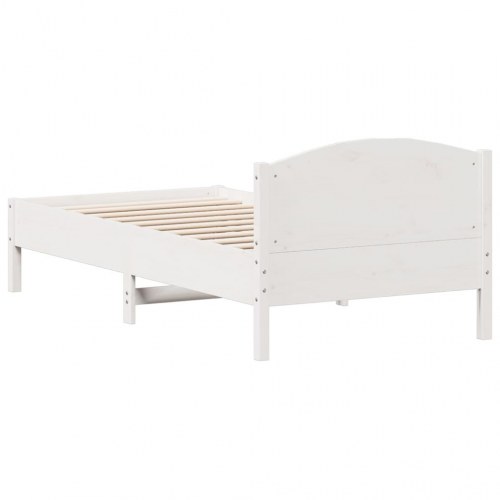 Sengeramme 75 x 190 cm i massivt fyrretræ - hvid