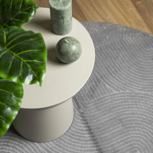 Rundt gulvtæppe IZA Ø 80 cm - kort luv, grå, skandinavisk look