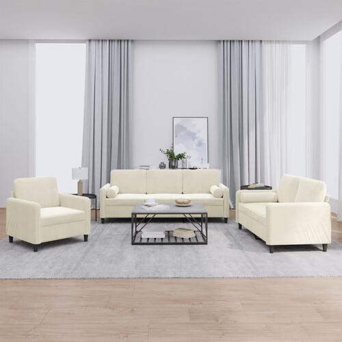 3 personers sofa med puder velour cremefarvet