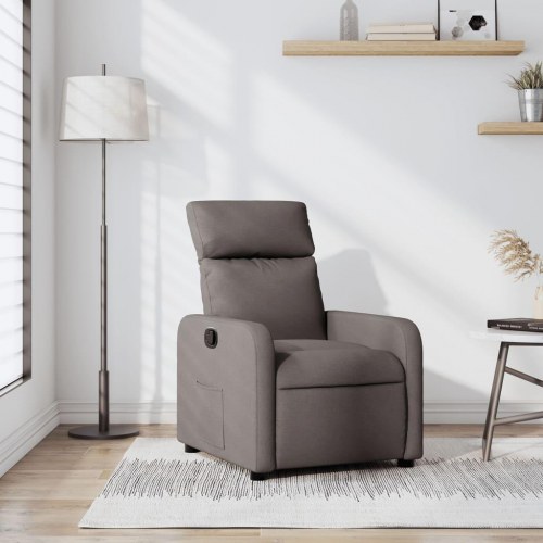Lænestol i stof - gråbrun, manuelt recliner