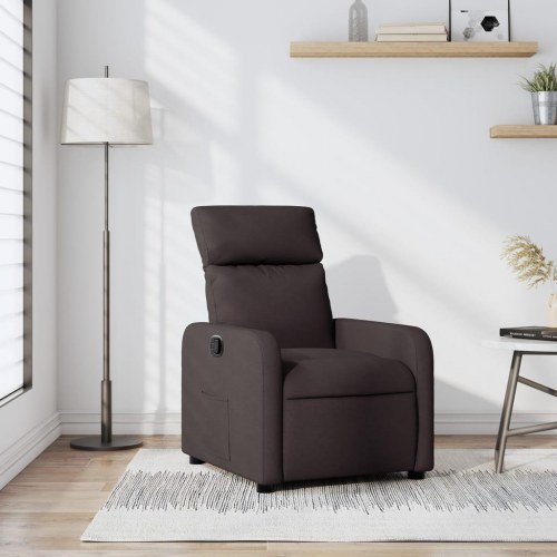 Lænestol i stof - mørkebrun, manuel recliner med sidelomme